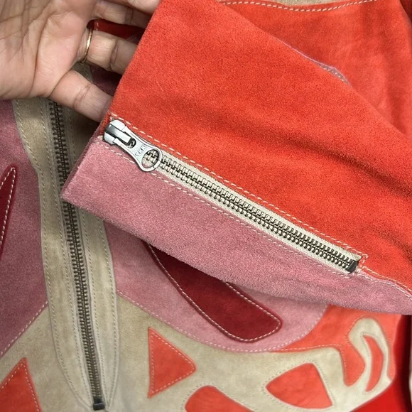 Free People Cow Suede Stars are Psychedelic Jacket Large X-Large Boho - Picture 6 of 12